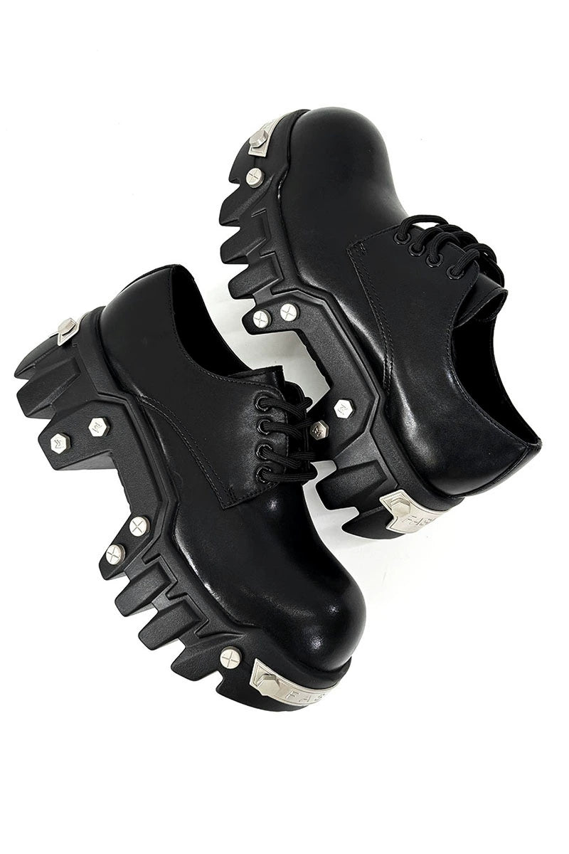 Futuristic Black 8cm Platform Oxfords