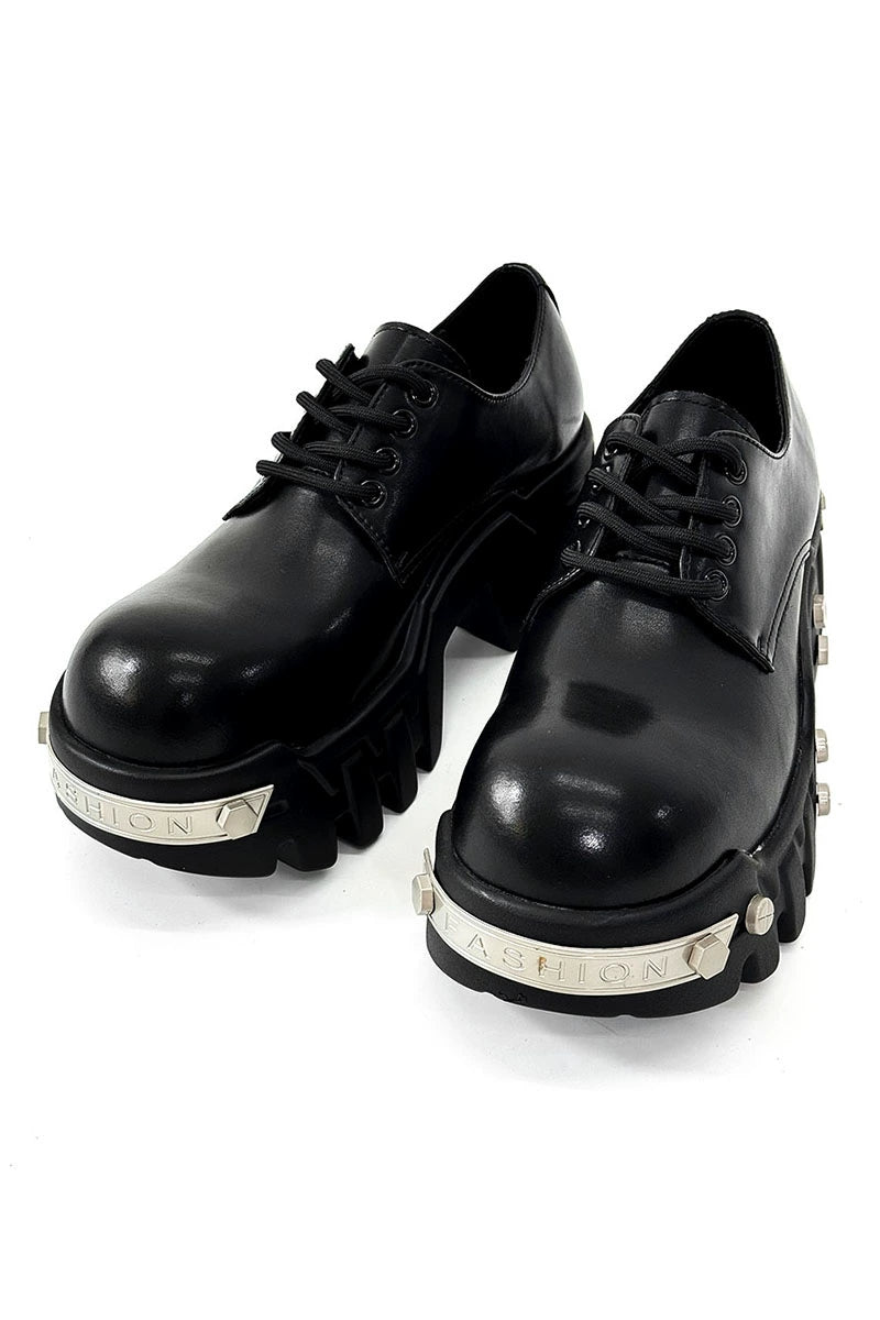 Futuristic Black 8cm Platform Oxfords