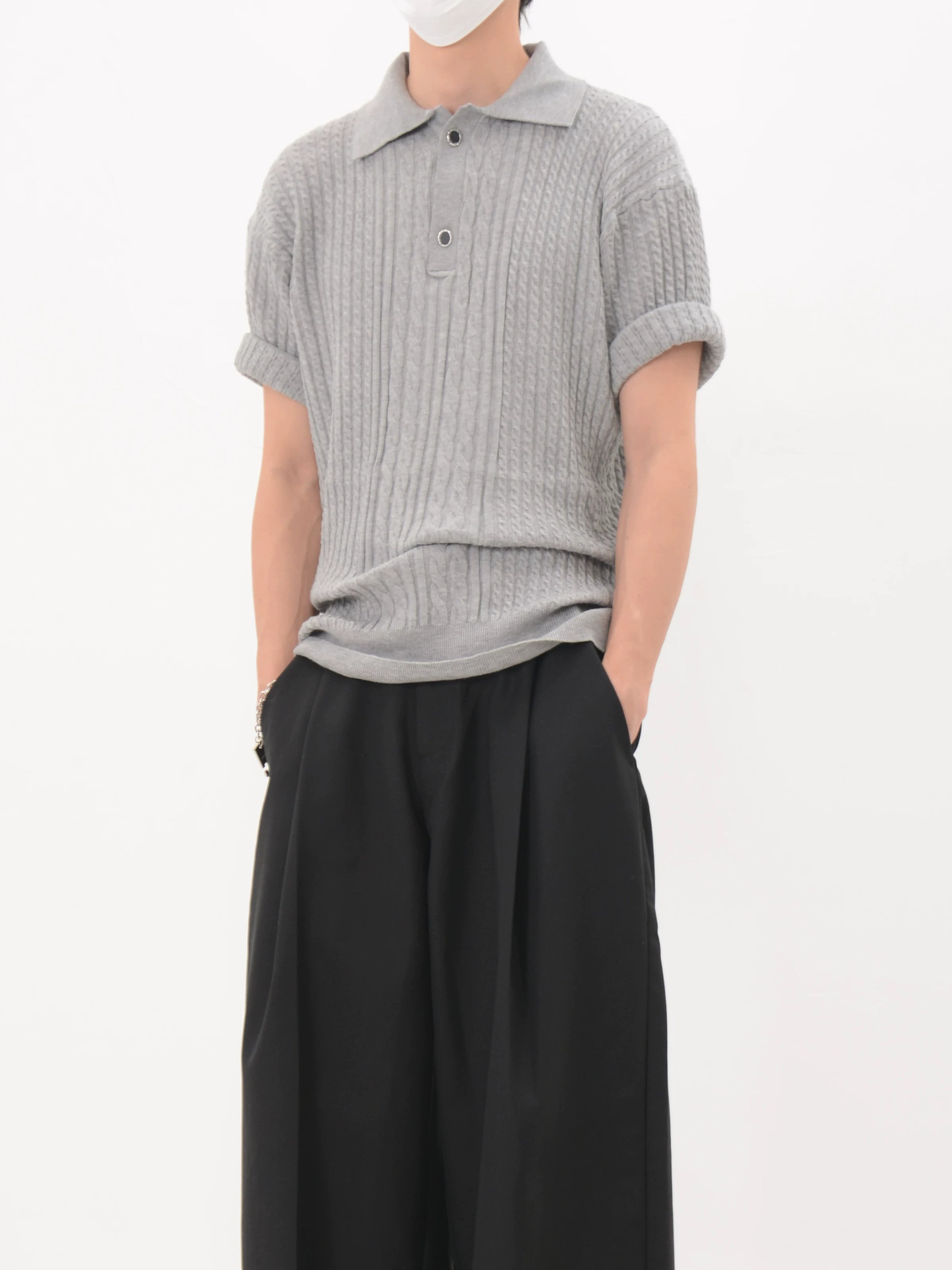Cable Ridge Knit Polo