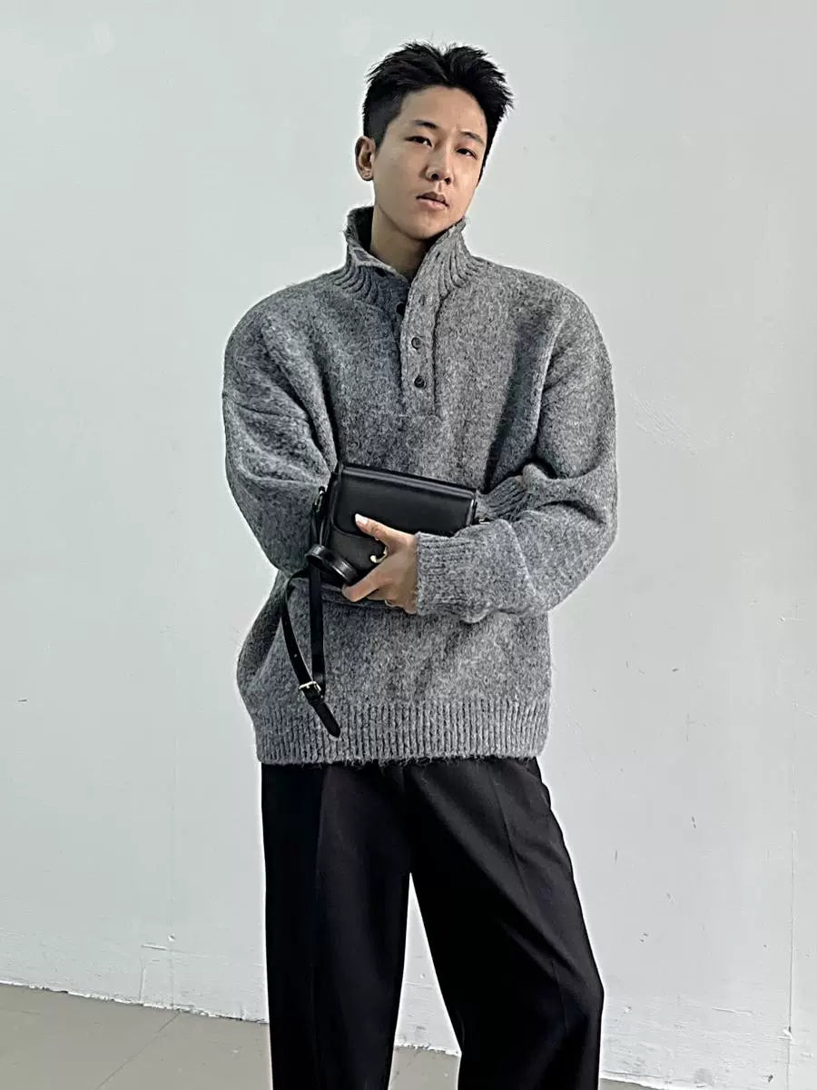 Shadowknit Button Highneck Sweater