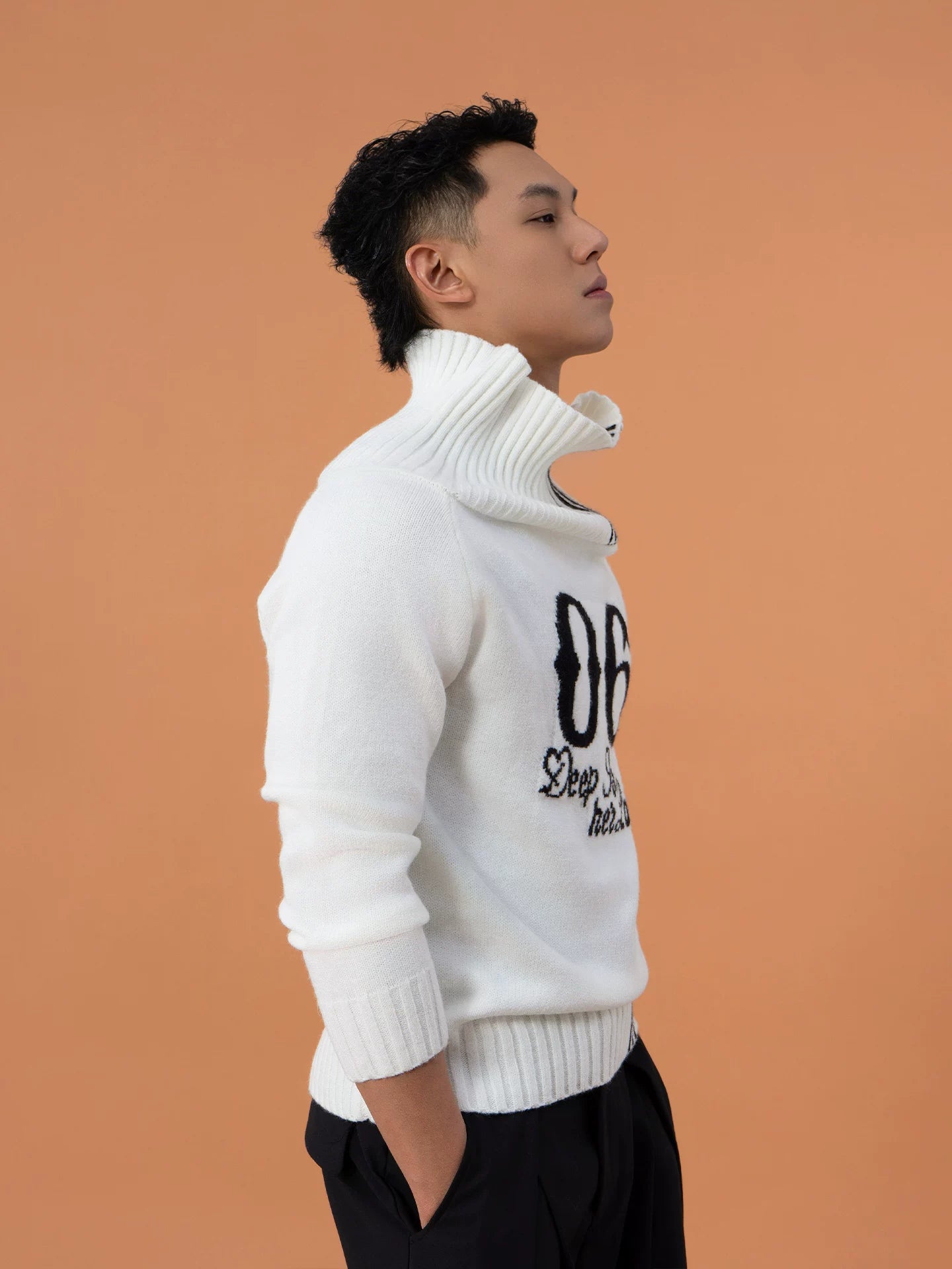 Varsity Drift Off-Shoulder Knit Pullover