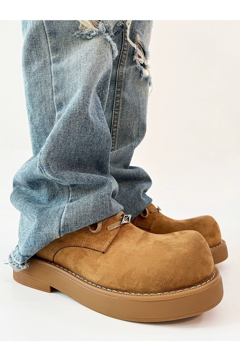 Chunky Work-Style Suede Derby Shoes
