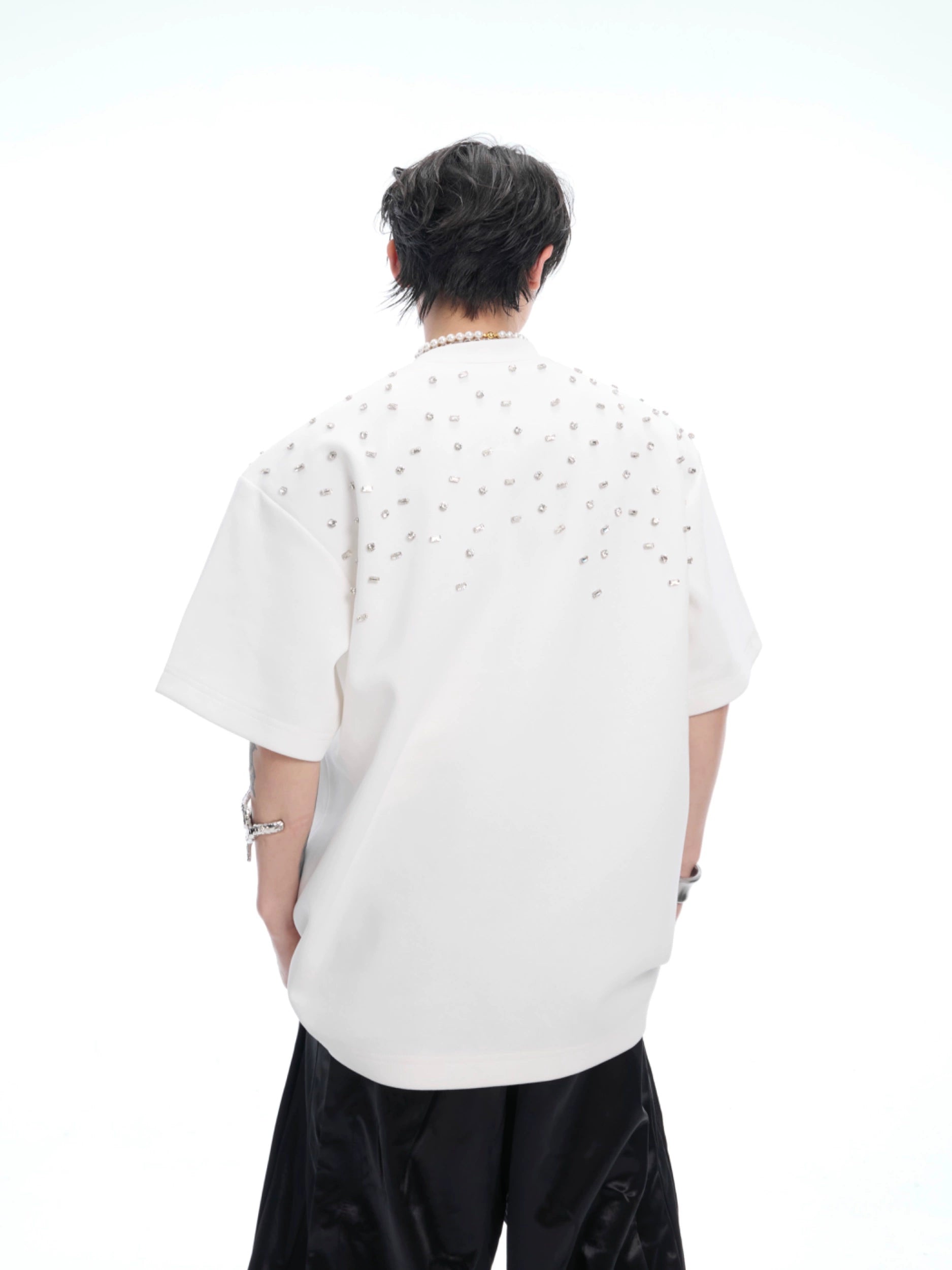 Pearl Cascade Cotton Black Tee