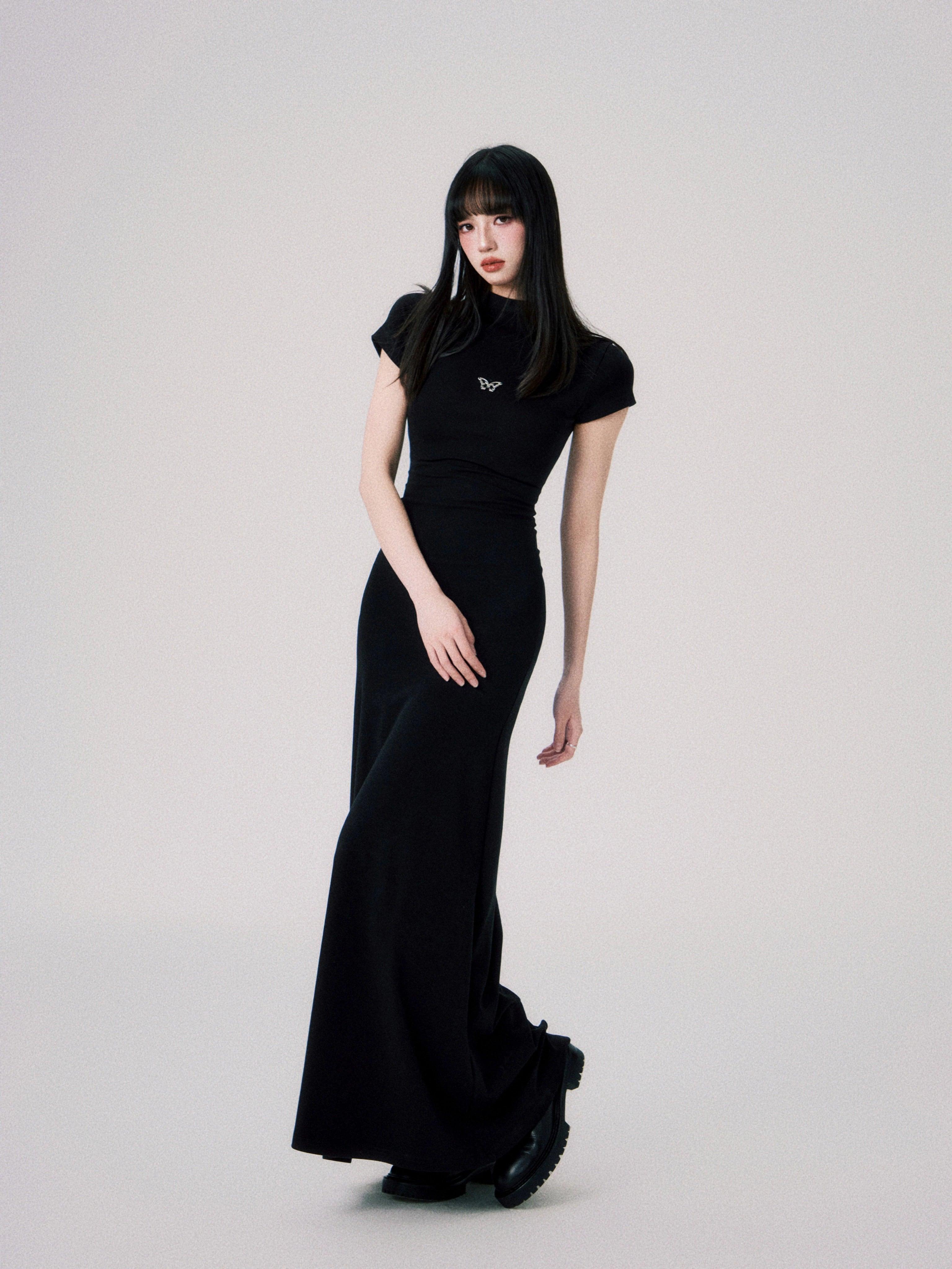 Luluswings Butterfly Emblem Fitted Maxi Dress - Women'S Elegant Evening Gown