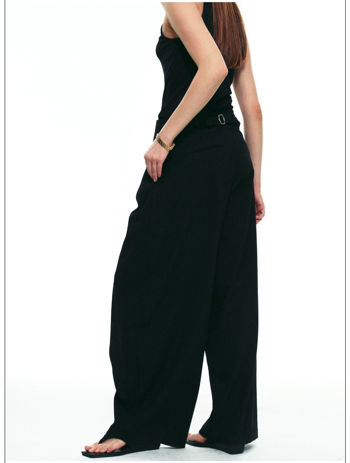 Draped Wrap Wide-Leg Pants