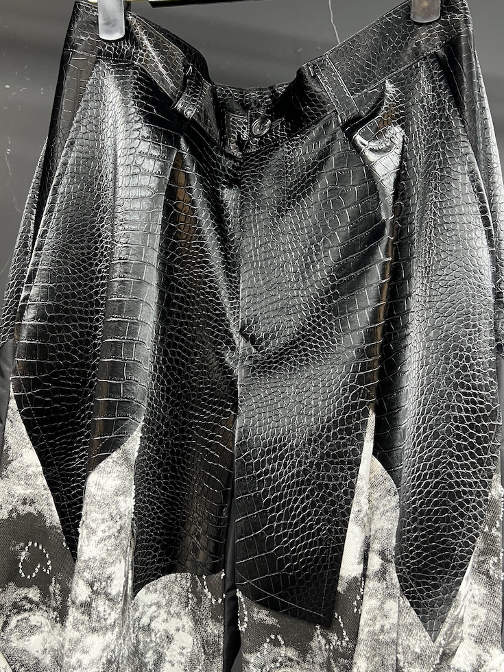 Obsidian Glacier Reptile Ruched Flare Pants