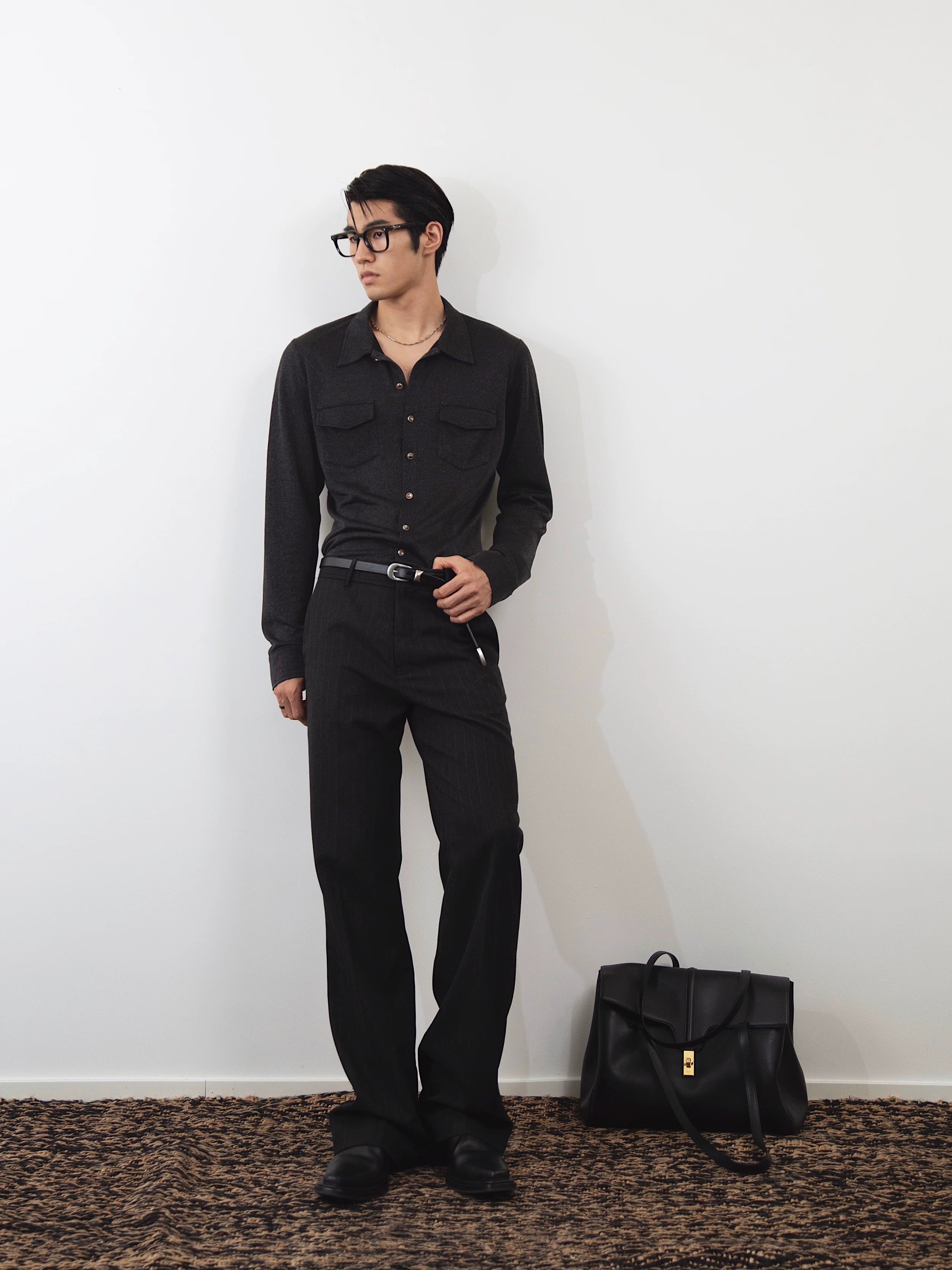 Midnight Shimmer Knit Button Shirt
