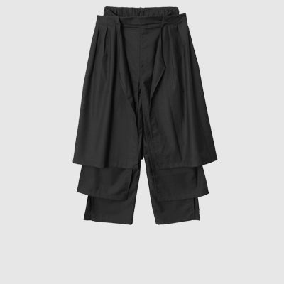 Avant-Garde Wide-Leg Draped Black Trousers