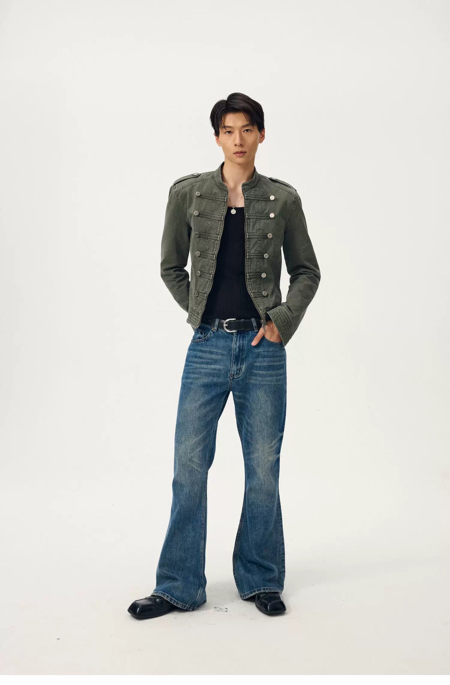 Olive Regiment Cropped Field Jacket