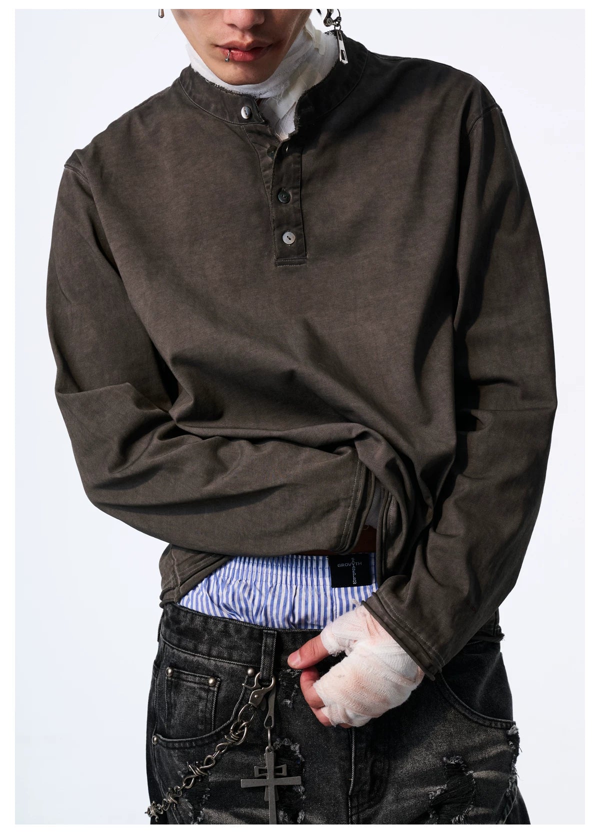Ashen Relic Henley Long Sleeve Shirt