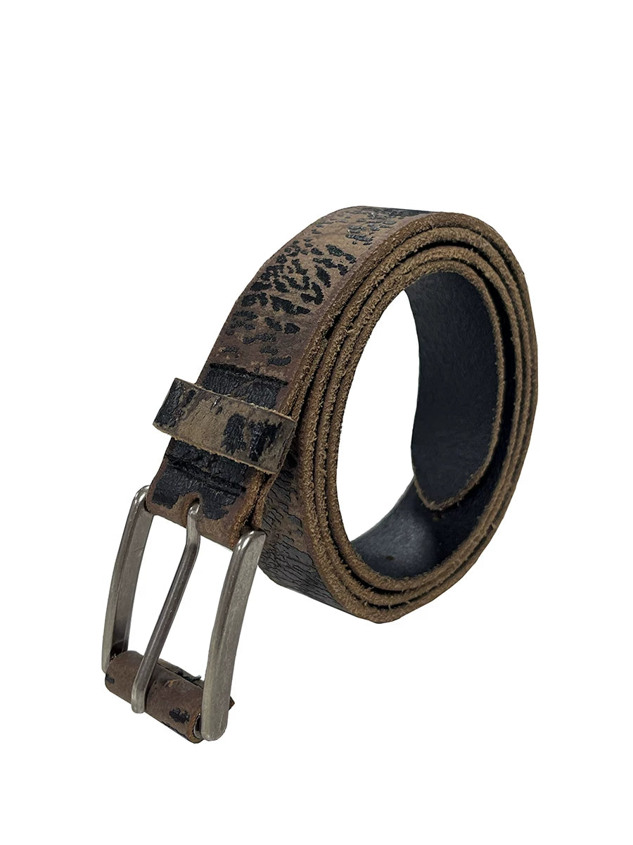 Distressed Pattern Leather Belt