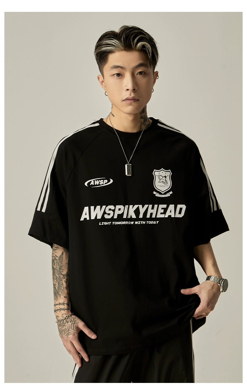 Oversized Grey Athletic Logo T-Shirt