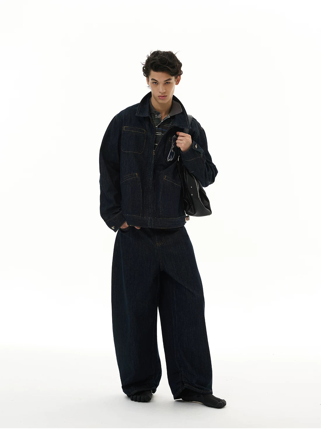 Midnight Track Zip Denim Jacket