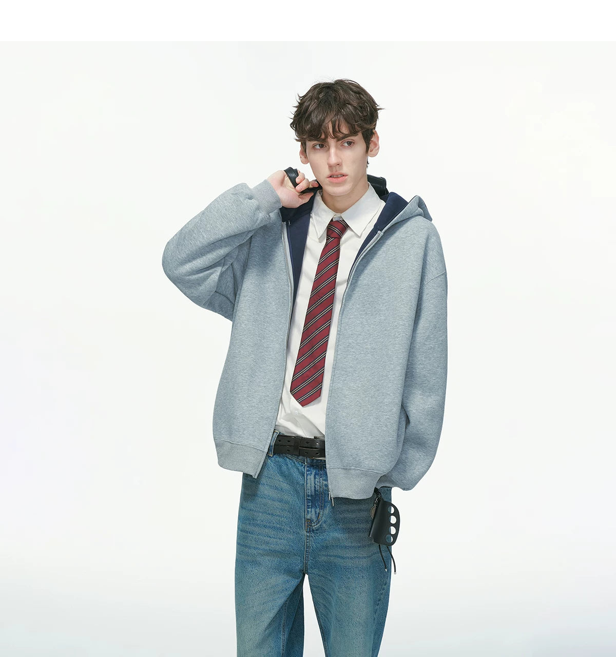 Dual-Tone Varsity Zip Hoodie