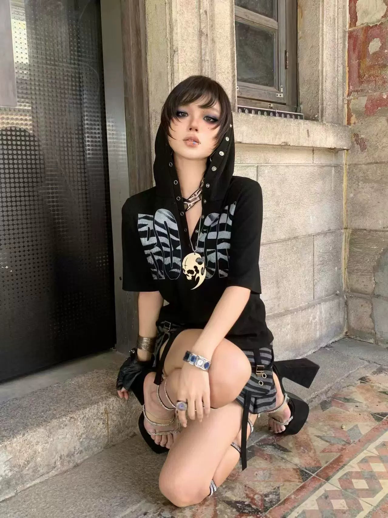 Midnight Rivet Shadow Hoodie Tee