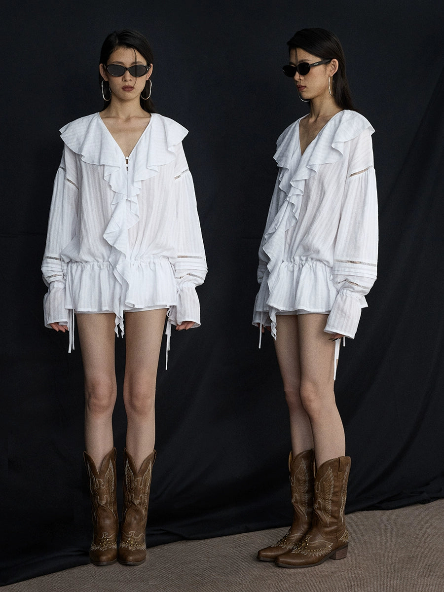 Prairie Cloud Ruffled Poet Blouse