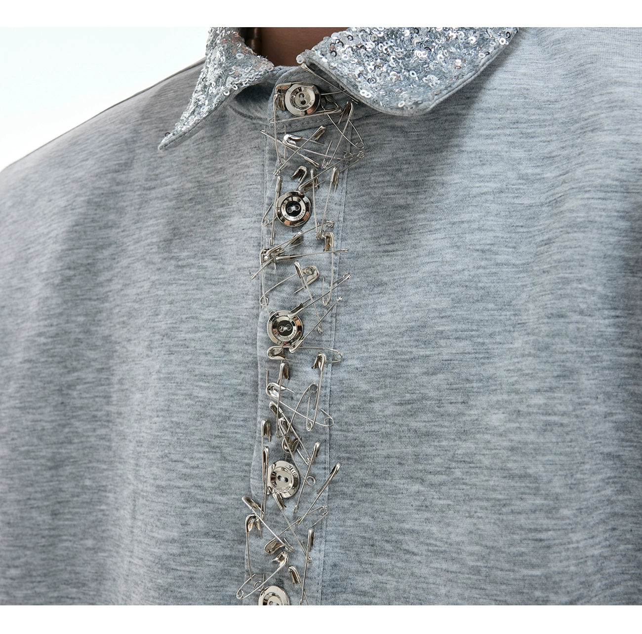 Grey Cotton Polo Shirt Short Sleeve