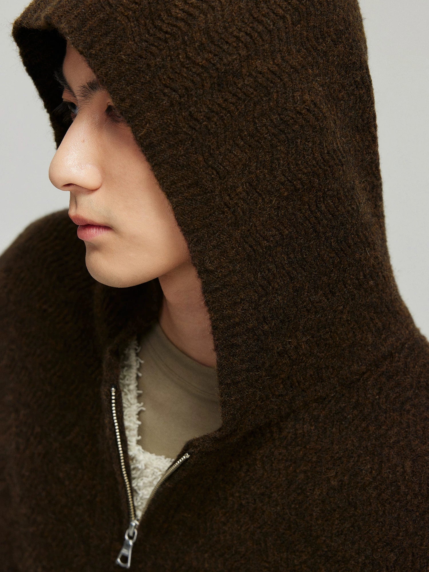 Mochafuzz Cropped Knit Hoodie