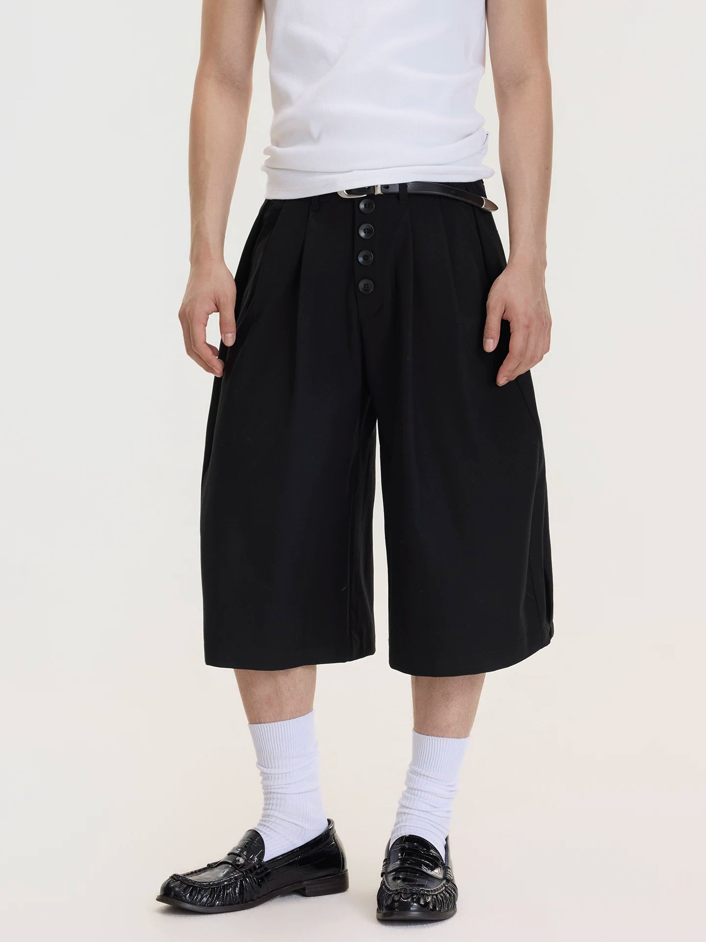 Midnight Button Drop-Crotch Culottes