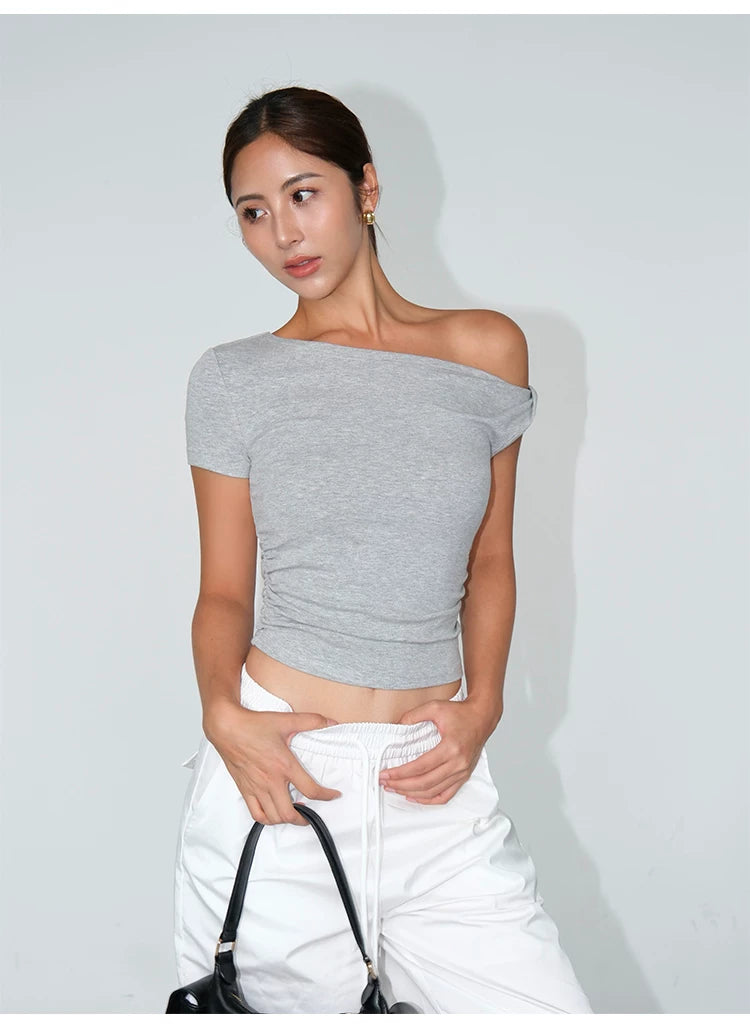 Skyline Tilt One-Shoulder Crop Tee