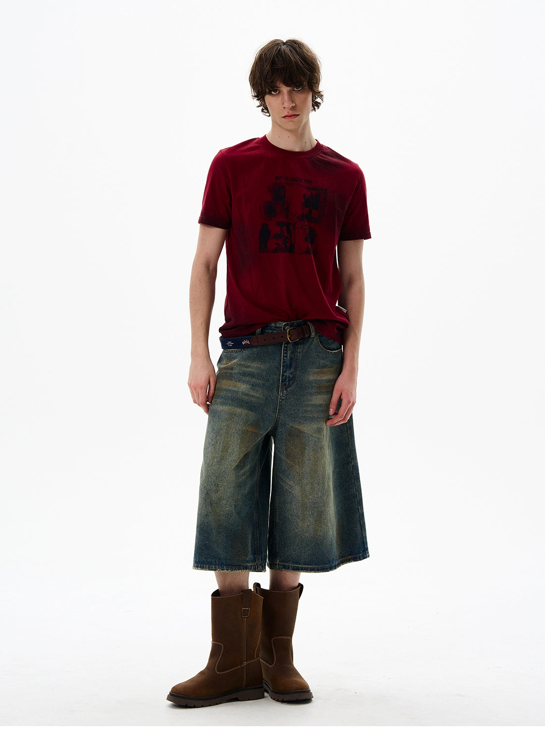 Vintage Crew Neck Graphic Print Tee