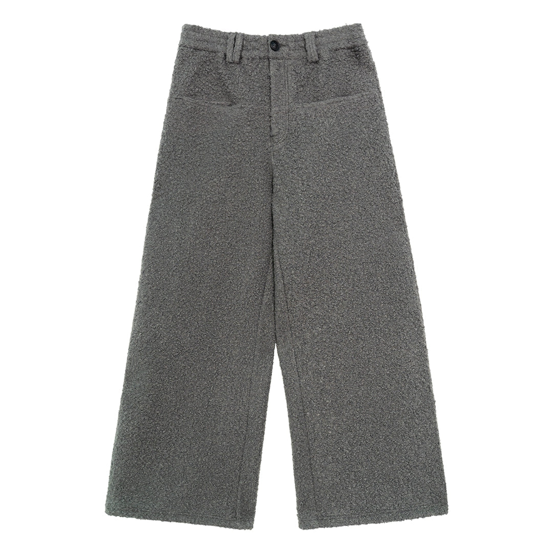 Textured Wide-Leg Fleece Pants