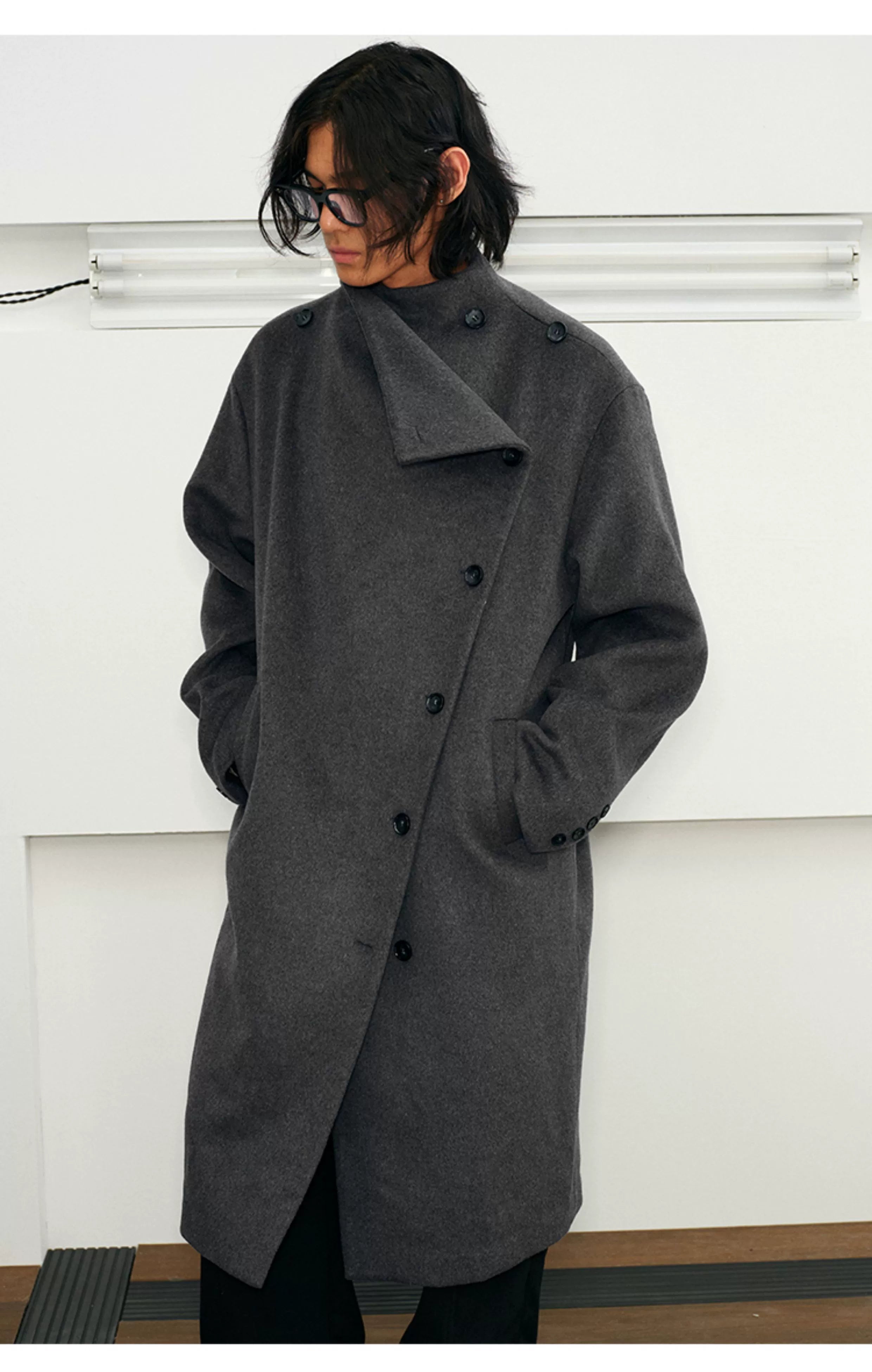 Wool Belted Overcoat with Cape Collar