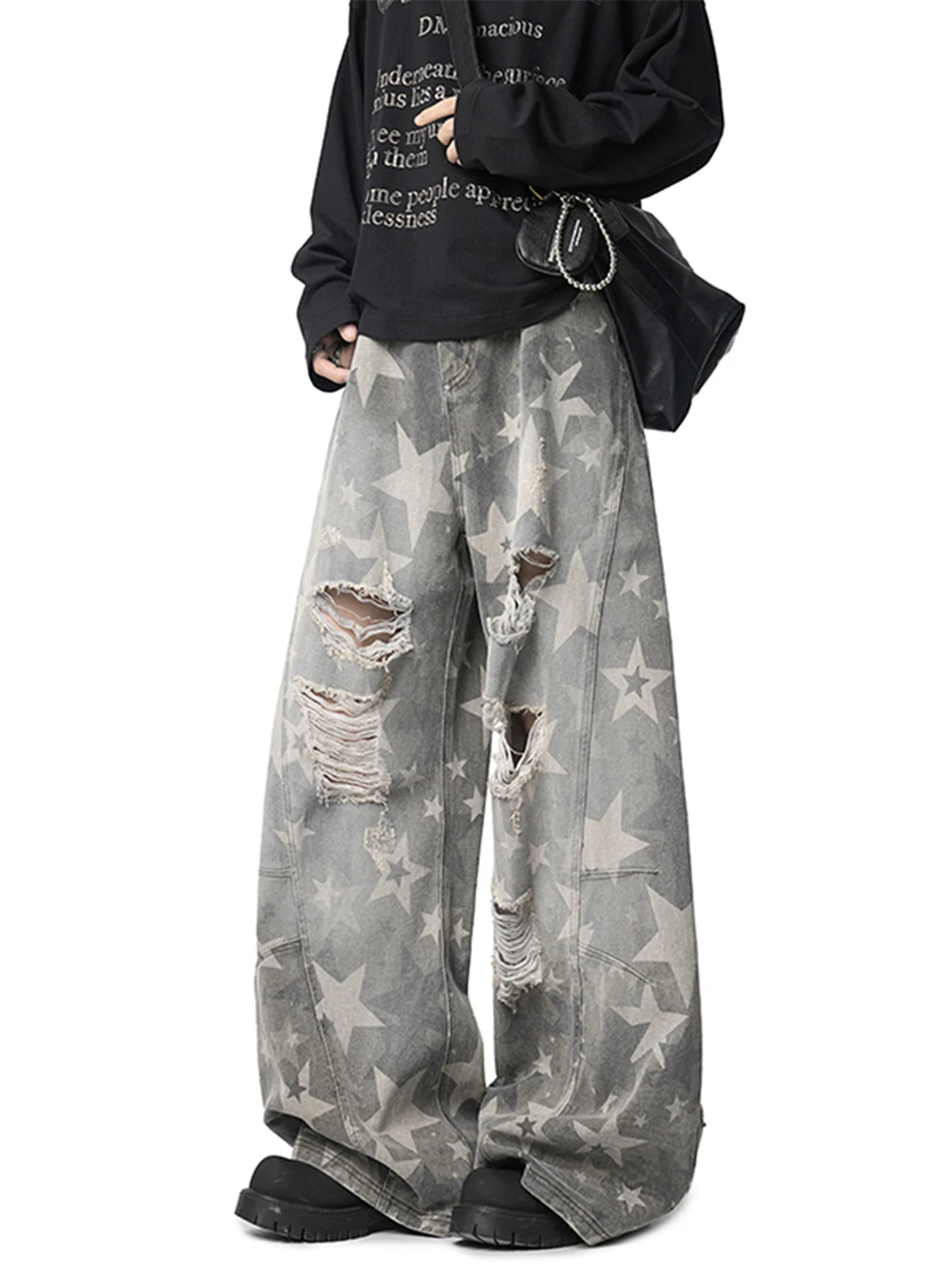 Stardust Ruin Ripped Wide Jeans