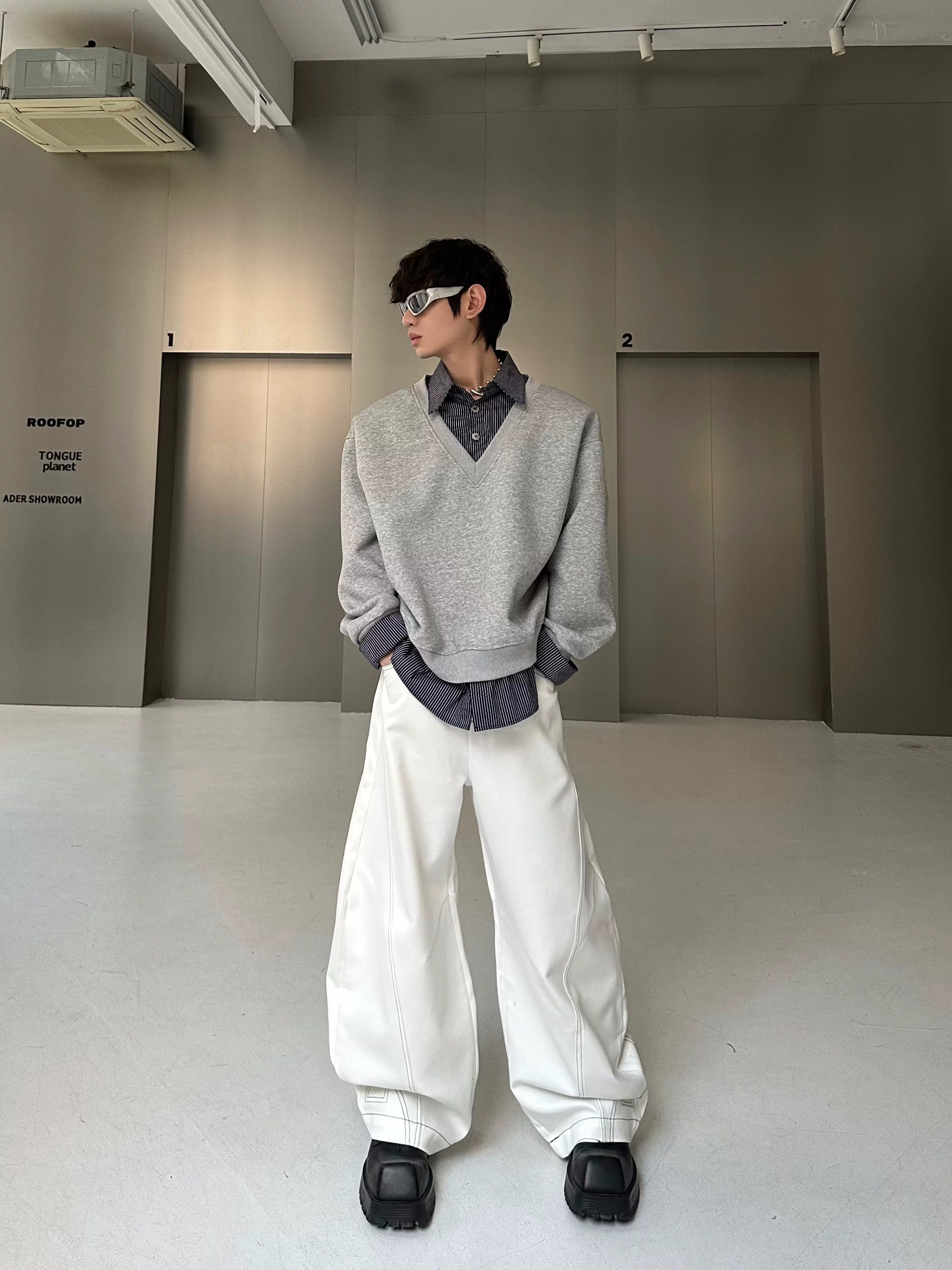 Ash Loft Layered V‑Neck Sweatshirt