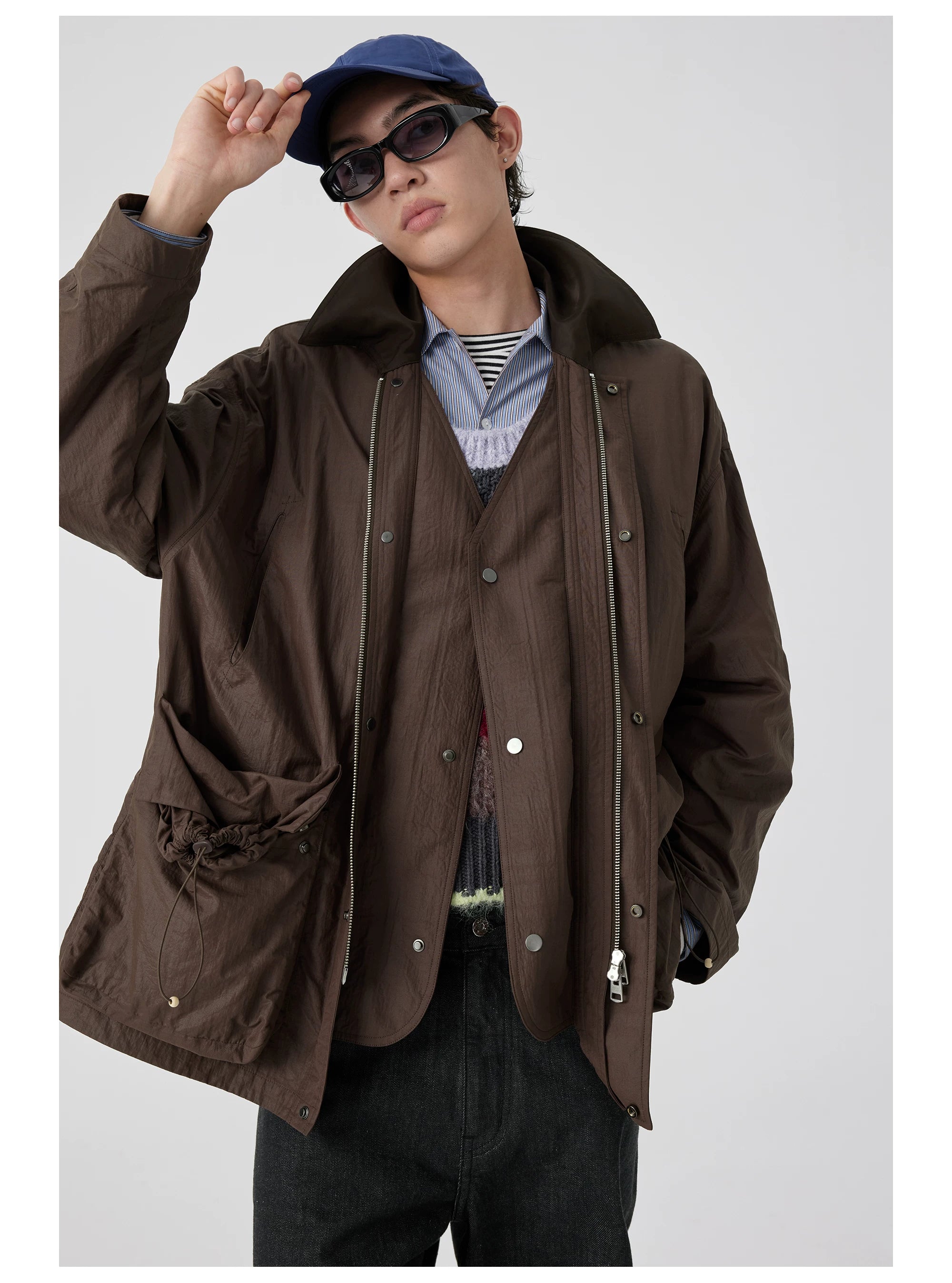 Contrast Collar Safari Jacket