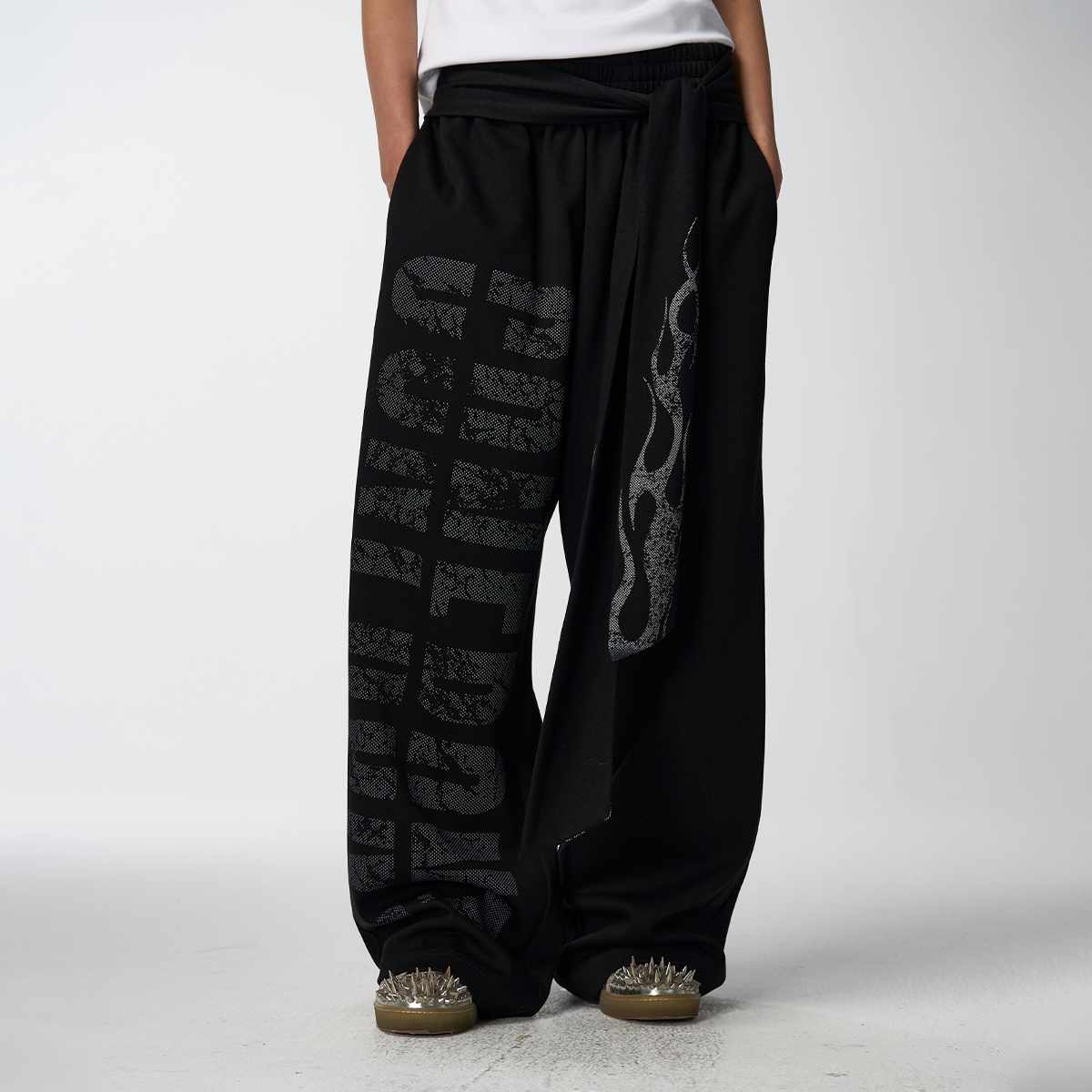 Fight Night Ribbon Flame Slogan Sweatpants