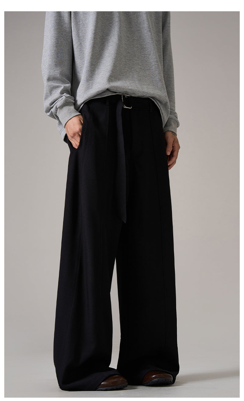 브라운 릴렉스 와이드 레그 팬츠