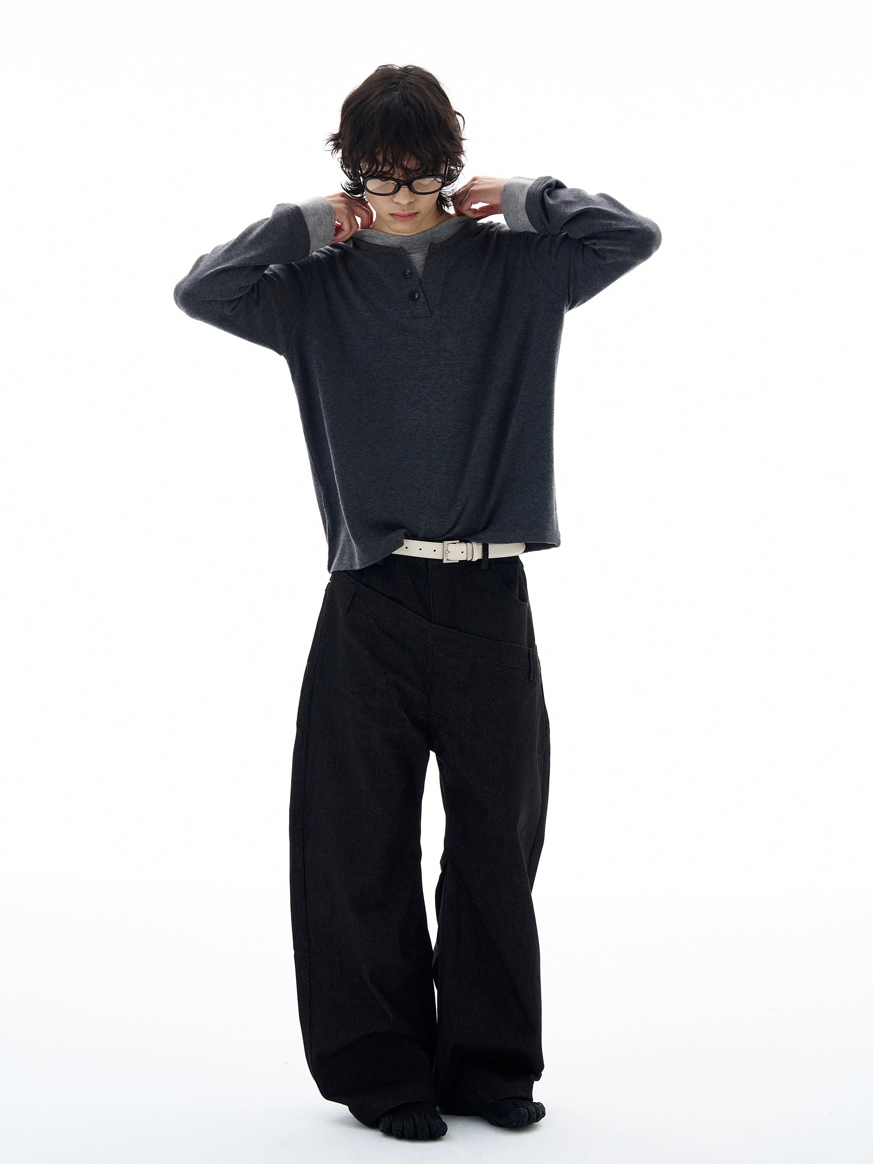 Contrast Henley Long Sleeve