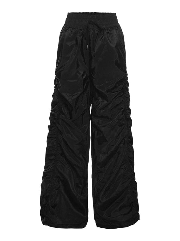 High-Waist Pleated Wide-Leg Pants - chiclara