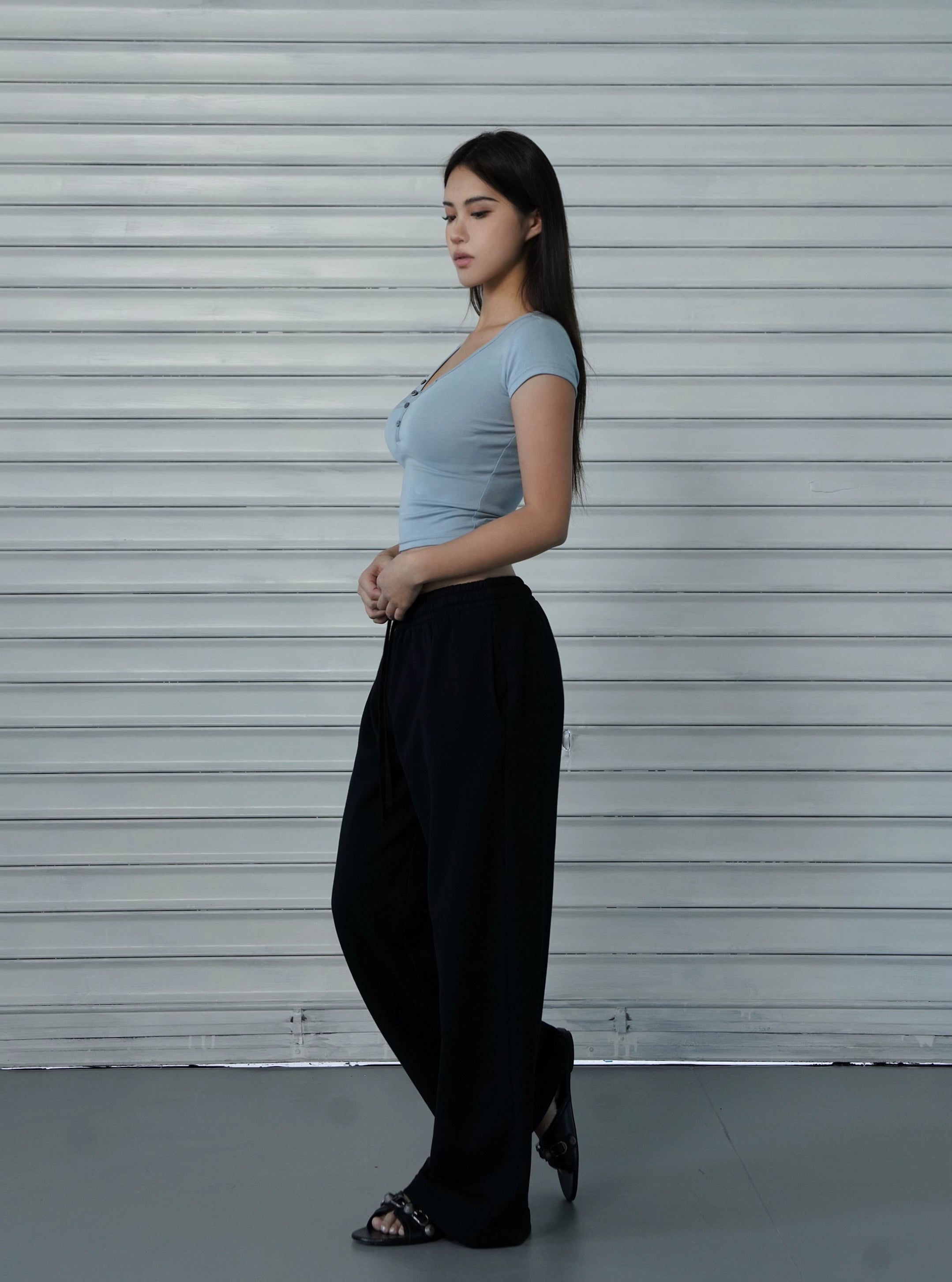 Pantalon sportif à pattes droites en ligne lâche