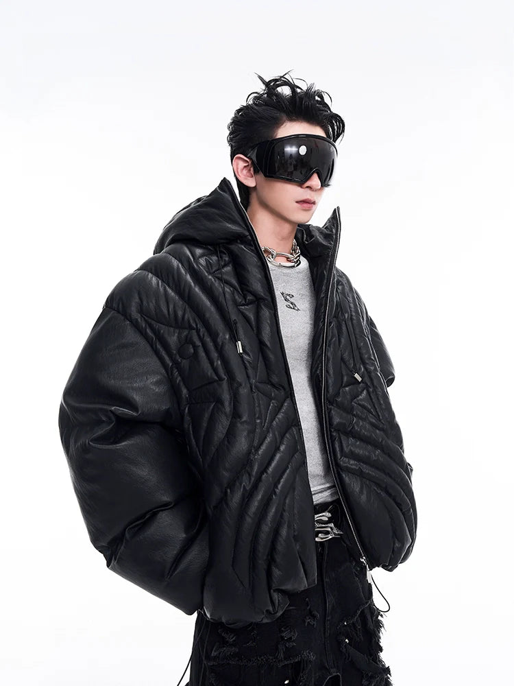 Quilted Leather Puffer Jacket