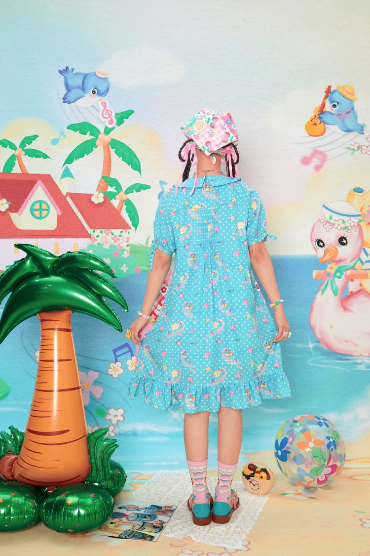 Spring Puppy Polka Dot Collar Dress