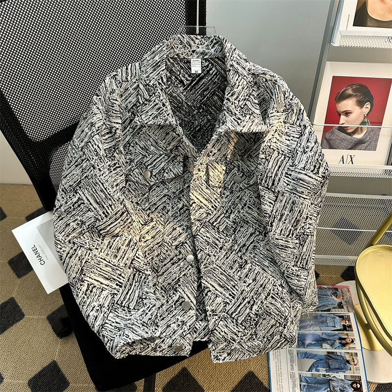Abstract Pattern Embroidered Bomber Jacket