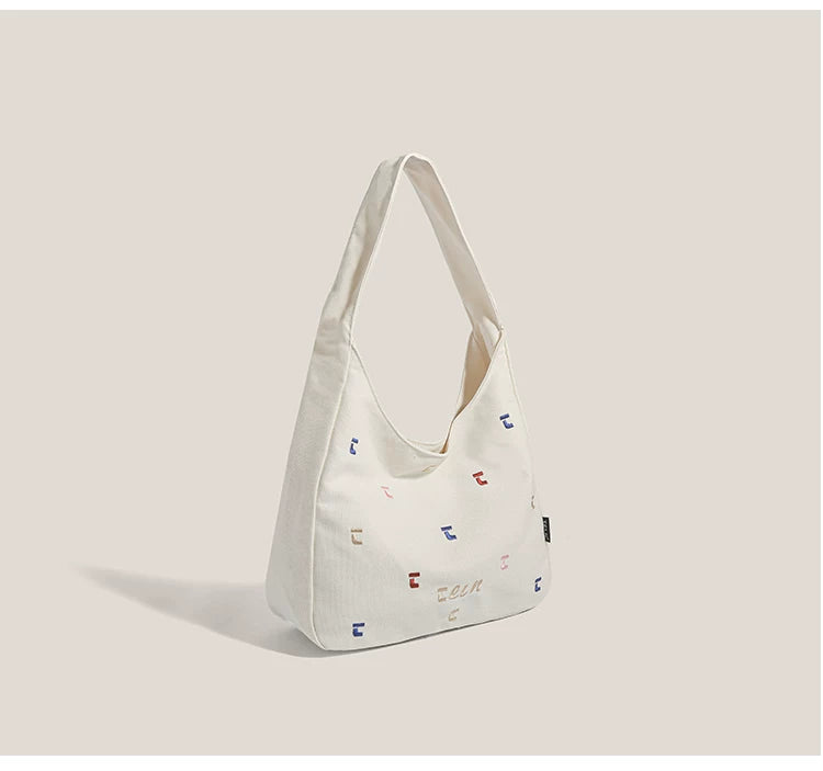 Confetti Stitch Canvas Hobo Bag
