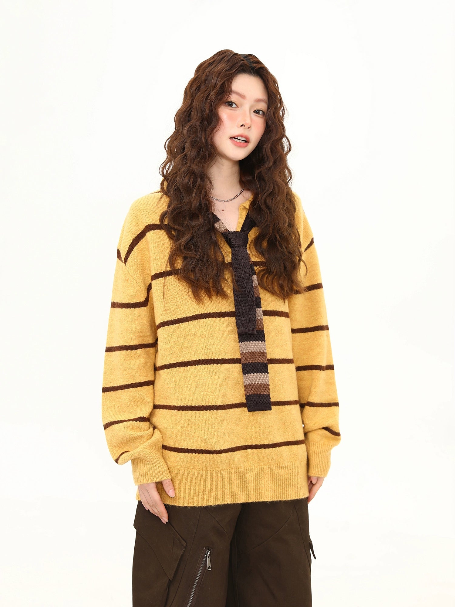 Golden Dusk Striped Knit Sweater