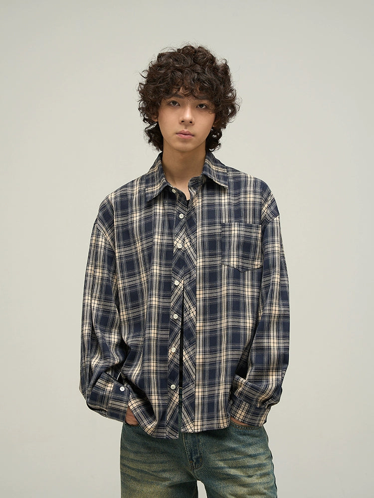 Oversized Plaid Full Button Shirt