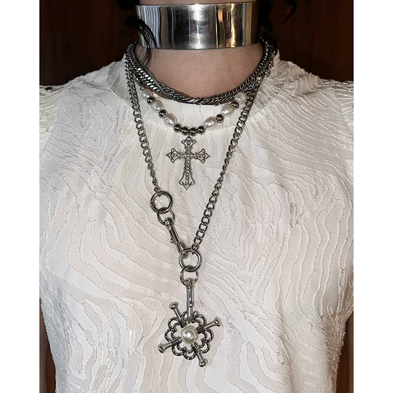 Cathedral Relic Layered Relic Cross Necklace Set