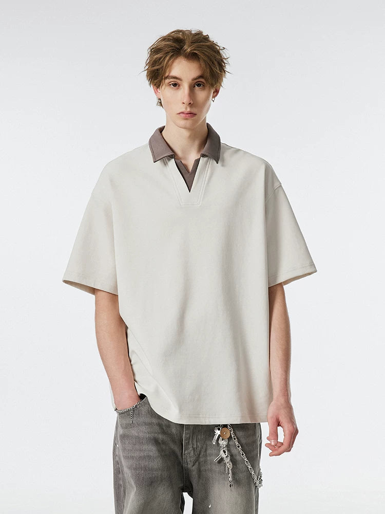 Contrast Collar Club Knit Polo Tee
