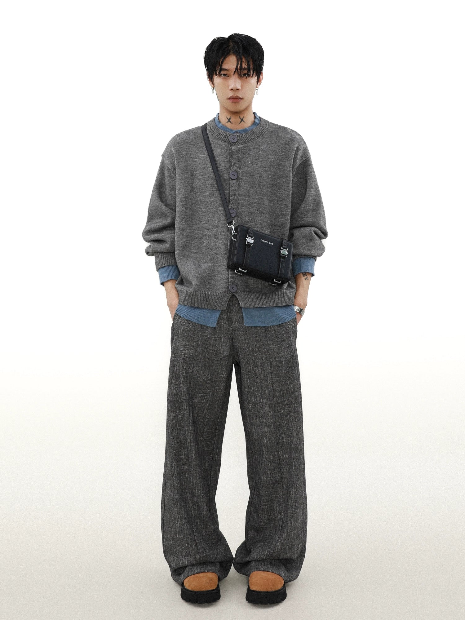 Slate Mist Oversized Knit Cardigan