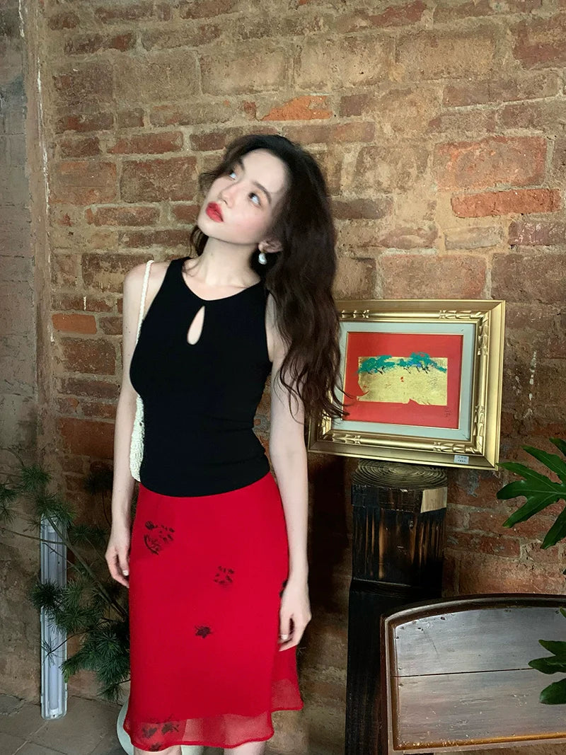 French Floral Midi Skirt