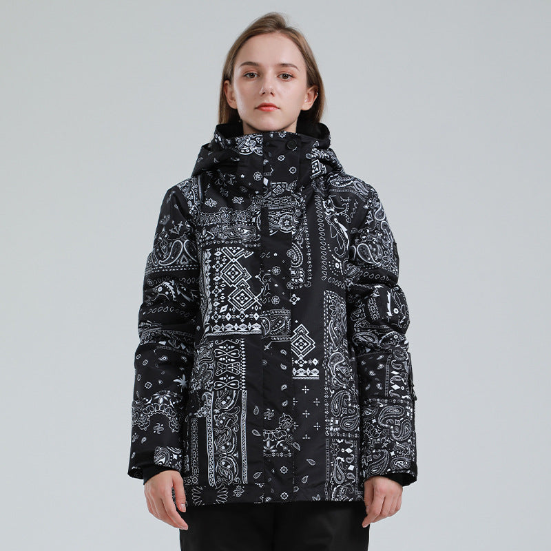 Mountain and Tie-Dye Print Ski Jackets