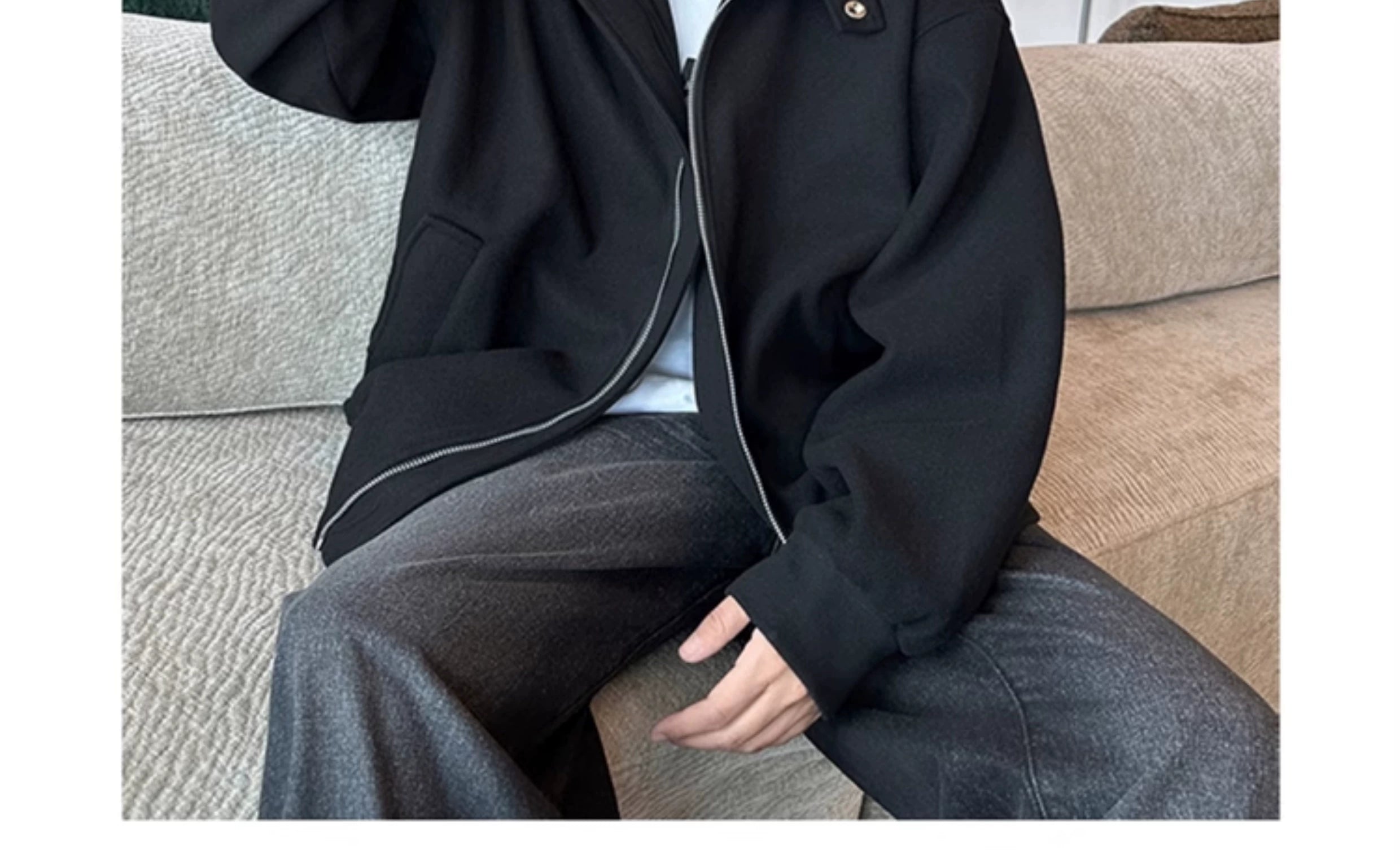 Oversized Stand Collar Zip Jacket