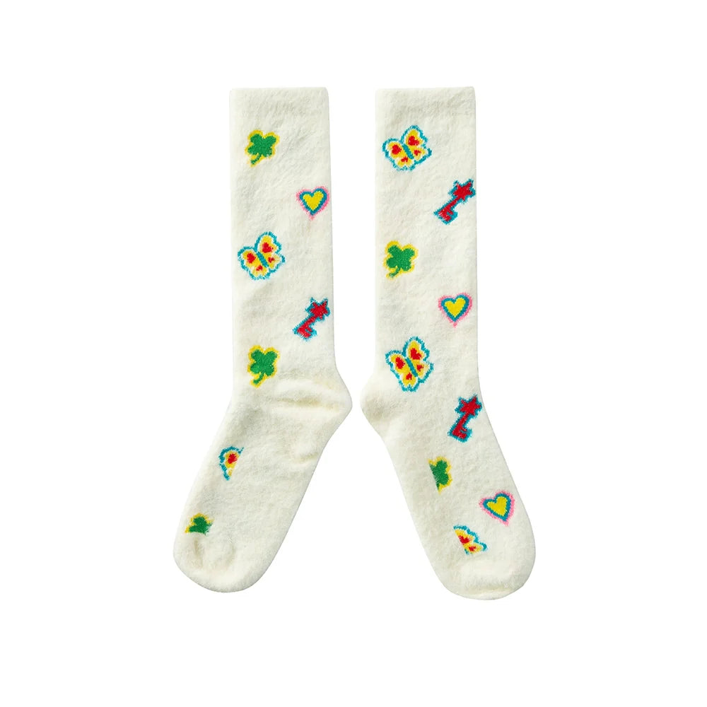 Lucky Charm Butterfly Print Cotton Socks