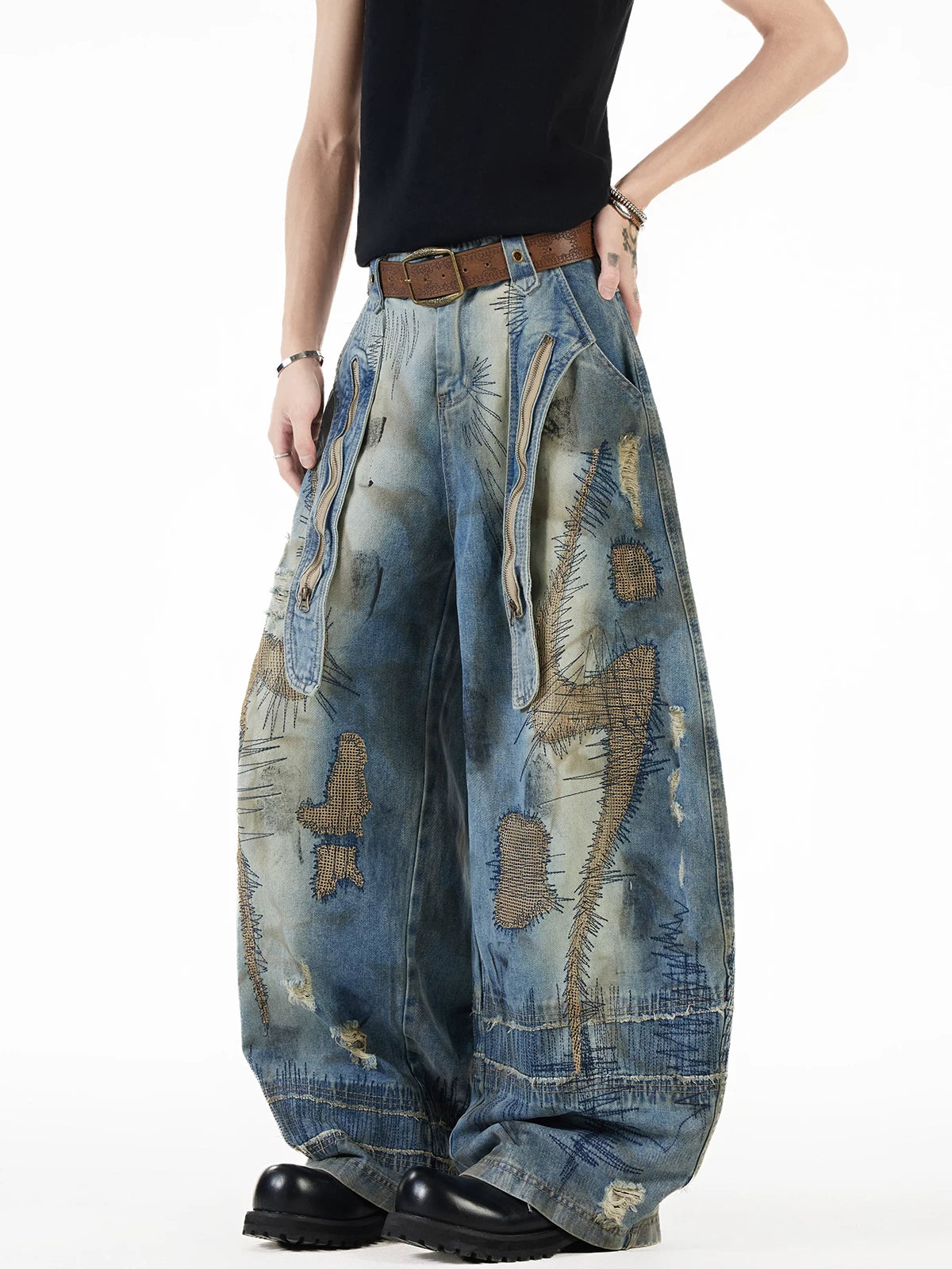 Rustic Relic Patchwork Balloon Jeans