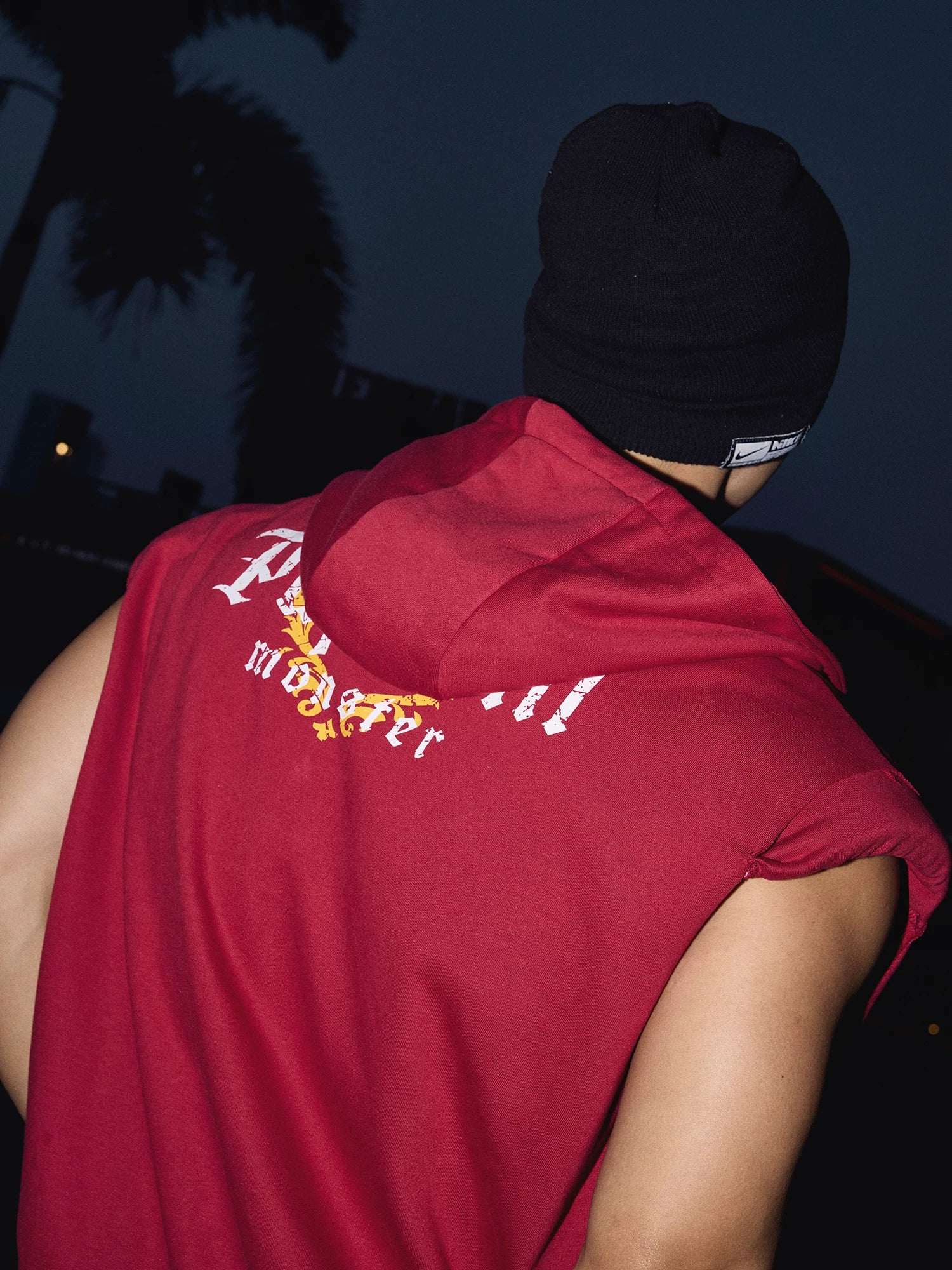 Crimson Zip-Up Sleeveless Hoodie Vest
